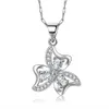 Clover Butterfly Lila Crystal Zircon diamant ädelstenar Hängande halsband för kvinnor vit guld silver färg choker smycken gåva