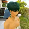 Moda Beleza Color Destaque Humano Cabelo Peruca Pixie Curto Curto Bob Peruca Para Mulheres Negras Verde Verde Loira Sem Renda Front Wigs S0826