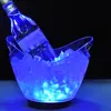 Transparant kleurrijke LED -licht gradiënt ijsemmerbar wijn trog water entertainment standhouder glazen wijnflessen rek