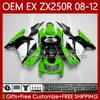 OEM Body for Kawasaki Ninja EX250 ZX250 R EX ZX 250R ZX-250R 2008-2012 81NO.12 Ex-250 ZX250R 2008 2009 2010 2011 2012 EX250R 08 09 10 11 12 Injektion Fairing Green Glossy Blk