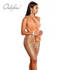 Summer Women Bandage Club Wear Party Backless Sexy Bodycon Gold Sequin Dress 210415