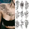 Autocollant de tatouage temporaire imperméable, je t'aime tatouage flash tatouages ​​imprimé papillon fleurs corporelles arts arts faux manches tatoo femmes femmes