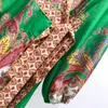 2021 Summer Highend Women039s Robe Palace Style Retro Pattern Print Tie Vneck Temperament Slim Dress1568600