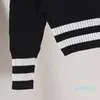 女性デザイナーセーターカジュアルニットコントラストカラー長袖秋ファッションクラシックレディースセーターズカーディガンカラーコットン高級布