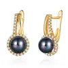 black pearl earrings gold