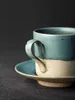 Handgefertigtes Keramik-Kaffeetasse- und Untertassen-Set, 4 Farben, Keramik, kreativ, schlicht, Retro-Stil, Espresso-Trinkgeschirr, 120 ml