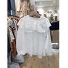 Lente Sweet Lace Ruches Patchwork Peter Pan Collar Full Pullover White Shirt Dames Tops 210615