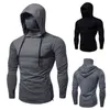 Mens Gym Hoodie Long Sleeve With Mask Sweatshirt Hoodies Casual Splice Large Open-Forked Male Clothing Mask Button Sports Hooded 220114