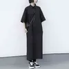 [EAM] Women Black Pocket Spliced Big Size Shirt Dress Lapel Half Sleeve Loose Fit Fashion Spring Summer 1DD8625 21512