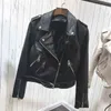 Giacca in pelle argento Donna Giacche corte da moto metallizzate Cappotto da motociclista con cerniera con risvolto Soft Ladies Punk Streetwear 211118
