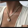 & Pendants Drop Delivery 2021 Punk Simulated Pearl Love Heart Pendant Necklace Women Thick Toggle Clasp Couple Party Jewelry Necklaces Christ