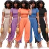 Womens Wide Leg Pants Suits Short Sleeve T-shirts Fashion Two Piece Sports Tracksuits Casual Summer and Autumn Clothing S-xxl