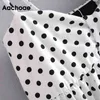 Aachoae Sexy Spaghetti Strap Polka Dot Beach Dress Summer Backless Holiday Party Mini Vestido plisado Sundresses Vestido De Mujer 210413