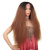 공장 직접 32 인치 킨키 스트레이트 합성 레이스 전면 정면 가발 시뮬레이션 인간의 머리카락 T 컬러 Perruques de Cheveux Humain