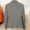 Alta rua est designer jaqueta feminina leão feminino botões duplo breasted tweed houndstooth blazer 210521