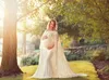 Długa sukienka macierzyńska szyfon bez ramienia baszek ciążowy do sesji zdjęciowej kobiety