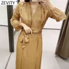 Vrouwen Vintage Plooien V-hals Effen Strikje Sjordes Kimono Midi Jurk Femme Lange Mouw Casual Slanke Partij Vestido DS4842 210420