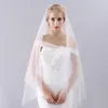 Bridal Veils Simple Two-layers Long Tulle Veil With Comb Wedding Studio Po Waltz Crystal Decoration Modeling Accessories Ivory