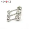 Double Clear CZ Gem Belly Button Кольца Пупка Бар Мода Пирсинг Ювелирные Изделия 14G 316L Хирургический Сталь Кристалл Женщины Весь