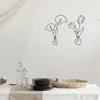 Objets décoratifs Figurines Maison Moderne Mur Art Décoration Fer Métal Fleur Dans Vase Noir Sculptures Suspendues Ornements pour Salon