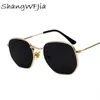 Männer Quadrat Sonnenbrille Hexagon Sonnenbrille Frauen Metall Rahmen Angeln Gläser Gold grau Brillen lentes de sol hombre