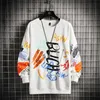 Erkek Kazak Rahat Hoodies Bahar Graffiti Boy Japon Hip Hop Streetwear Erkekler Gevşek Tişörtü Kazak Top 210827