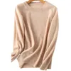 100% Merino Lã Cashmere Camisola Mulheres Outono Inverno Macio Macio O-pescoço de Manga Longa Malha Pullover Jumper Femme Sweater 210805