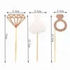 12 stks Diamond Ring Bruiloft Crown Cupcake Toppers Bruid Te Cake Topper voor Bruiloft Bruids Douche Verjaardagsfeest Decoraties 211216