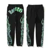 Nytt fluorescerande grönt mönster 555555 Sweatpants Hoodies Sweatshirt Män Kvinnor Flamskum Tryck Sp5der 555555 Byxor Joggare