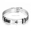 Christian Jesus Cross Bracelet Bangle Stainless Steel Pin Buckle Watch Bands Wristband Bracelets for Men Fashion Jewelry