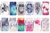 3D-lederen portefeuilles voor iPhone 13 12 Mini 11 PRO XS MAX XR X 6 7 8 Plus Uil Skull Dream Flower Unicorn ID Card Slot Flip Cover