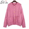 H.SA Frauen Frühling Winter Dicke Pullover Strickjacken Langarm Down Kragen Gestrickte Jacken Button Up Korean Chic Strickjacke Top 210716