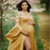 Vestido de sesión de fotos Vestidos Mujeres Vestidos de maternidad sin hombros Sexy V Cuello Embarazada Maxi Vestido largo de embarazo Grossesse Y0924
