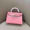 디자이너 Herme 핸드백 19cm 어깨 핑크 크기 여성 Keilys 패션 미니 가방 정품 가죽 가방 토트 품질 스카프 말