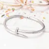 Titanium Steel Bangle Valentine's Day Bracelet 1 Line Full Diamond Cuff Women 5 8cm Fashion Jewelry For Lover Gift No Box2099