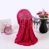 2022 Muslim Girl Hijab Scarf Islamic Kid Rhinestone Lace Tassel Turban Plain Headwrap Gullig sjal Elastic Burqa i 2-7 år Barn