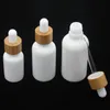 2022 new 15ml 30ml 50ml Opal White Glass Bottle with Bamboos Dropper 1OZ Bamboo Essential Oil Bottle Opal Glasss
