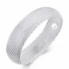 Kinitial Charm Manschett Smycken Mesh Armband Mode Wide Waist Bangles Smycken Små Web Stickning Bracelet Bijoux Q0719