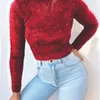 Kayotuas Women Sweater Fashion Solid Color High Shece Plush Fleeme Jumper на открытом воздухе Осенние весенние дамы скинни Slim Tops 210522