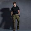 Straight Cargo Casual Pants Män Militär Taktisk Pantalon Camouflage Homme Slim Fit Homber Modis Black Uomo Byxor Man H1223