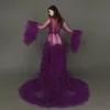 Stage Wear Elegant Purple Evening Dress Singer Show Costume Po Shoot Baby Shower Ruffle Pography Robe2694