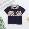 Baby Boys Girls Shirts Plaid T-shirts Summer Kids Short Sleeve Tshirt Turn-Down Collar Children Cotton Child Tops Tees 1-8 Years