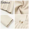 Tataria Vintage pleated belt blazer dress women Elegant office ladies es Long sleeve suit female autumn party 210514