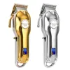 Kemei Professional Hair Clipper Barber Cutters Electric Cordless Trimmer Gold All Metal Cutting Machines KM-1986 220216