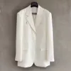 Cappotto bianco da donna di fascia alta personalizzato con cerniera off-spalla Design Personalità High Street Temperamento Tinta unita Cappotto bianco 210525