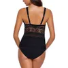 Kadın Mayo Artı Boyutu Seksi Siyah Hollow Mayo Katı Bodysuit Kadın Mayo Beachwear Monokini Z1 # 210712