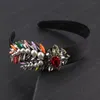 Fashion Colored Leaf Rhinestone Headband Dam Personality Party Present Hårtillbehör