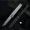 1Pcs 4 Styles Top Quality Flipper Folding Knife D2 Steels Stone Wash Blade Stainless Steel Handle Ball Bearing EDC Pocket Knives