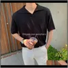 T-shirts Tees S Odzież Odzież Drop Delivery Męskie Nosić Summer Turn Down Collar Koszulka z krótkim rękawem dla mężczyzn 2021 Trend Koreański Moda HM