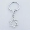 Keyring de aço inoxidável Estrela de David Hexagram Keychain Cinza Cor Prata Homens Mulheres Filme Jóias 12 Pcs / Lote inteiro